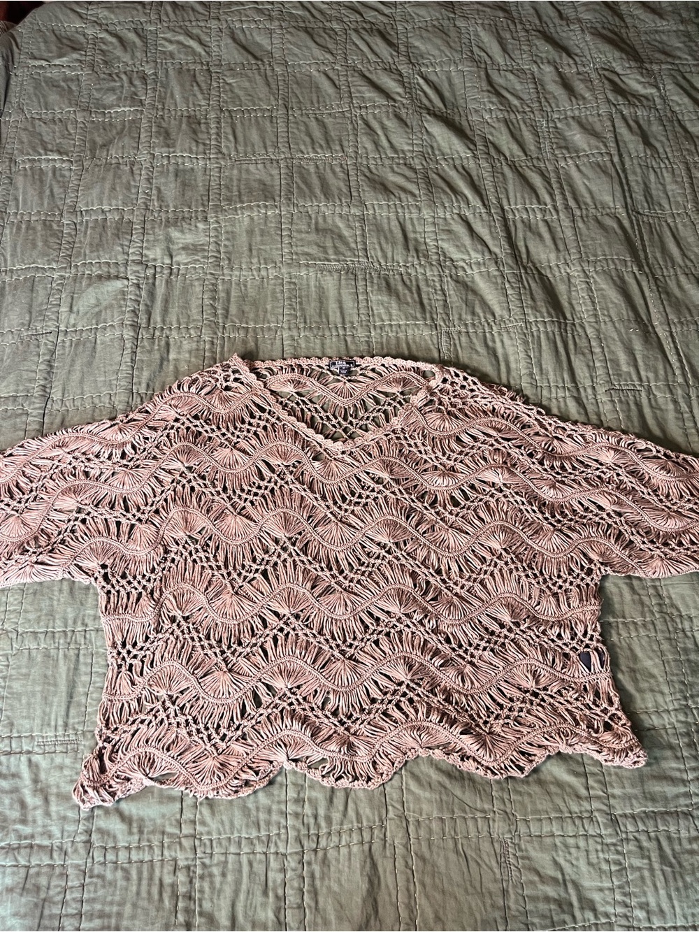 Lisa International Vintage Boho Crochet Pullover Top 1X-